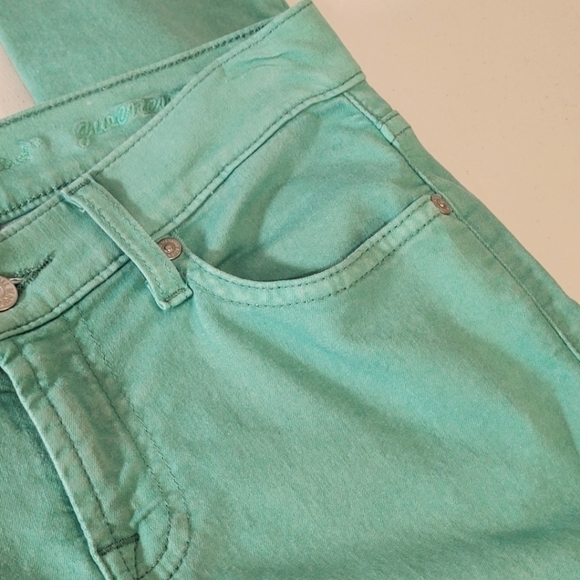 7 For All Mankind Bright Green Lightweight Mid-Rise Skinny Ankle Jeans - Size 24 - Picture 3 of 11